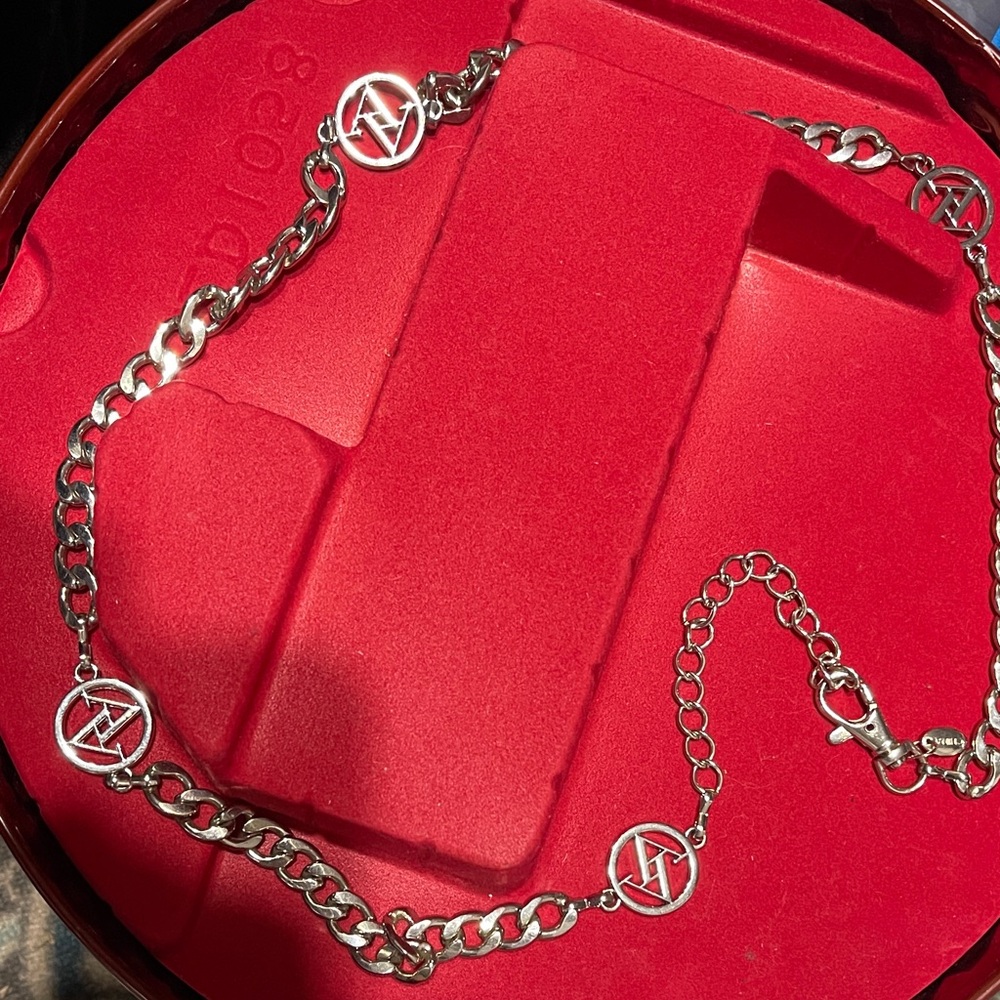 Silver Chain Belt with Logo Charms